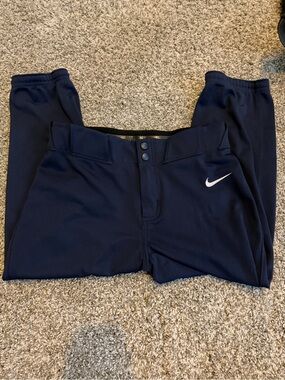 Nike Navy Athletic Softball Pants with White Swoosh